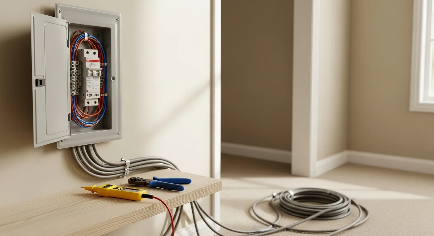 Licensed electrician performing electrical installation work