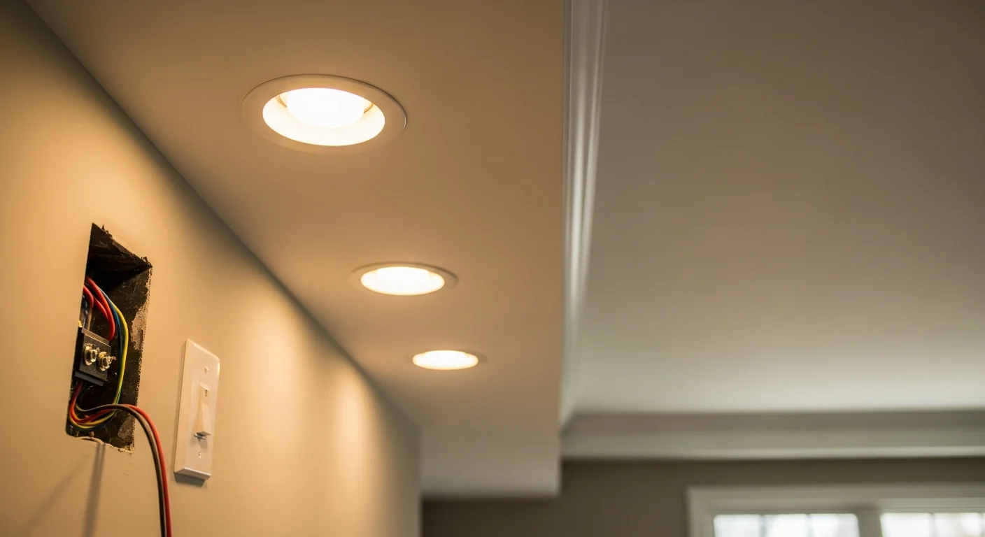 LED lighting installation in residential kitchen